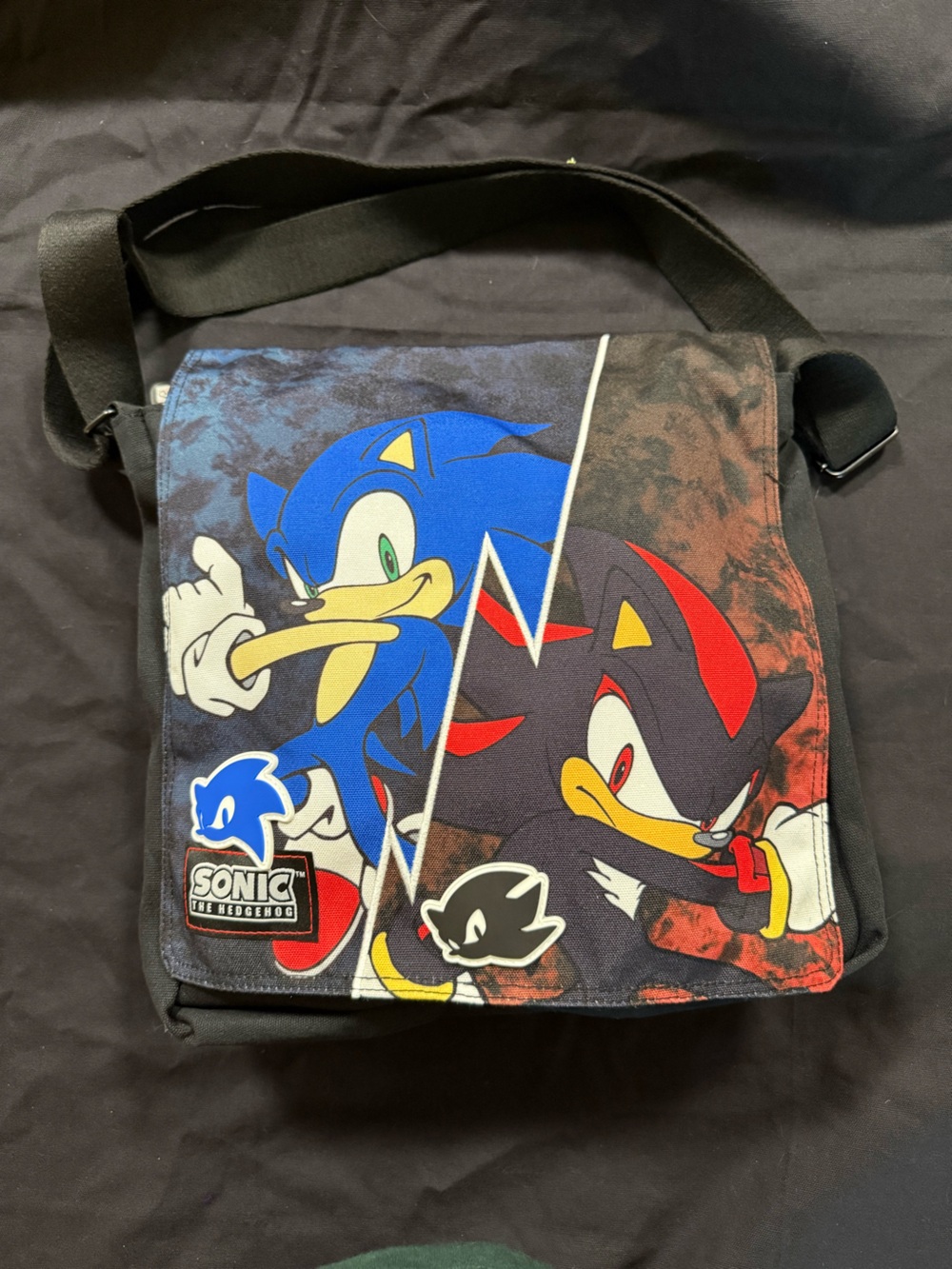 Sonic the Hedgehog 12” Messenger Bag Split Sonic and Shadow | NWT